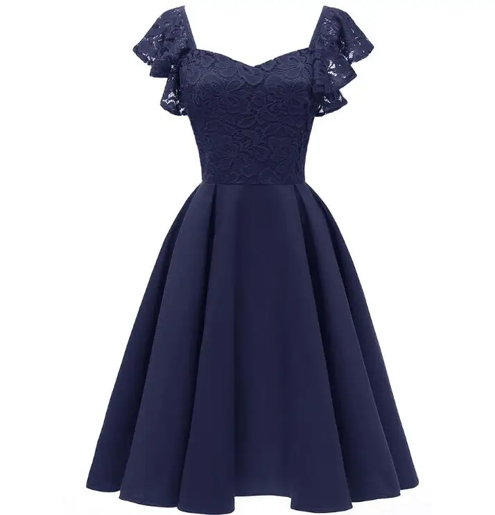 navy blue dress fit and flare