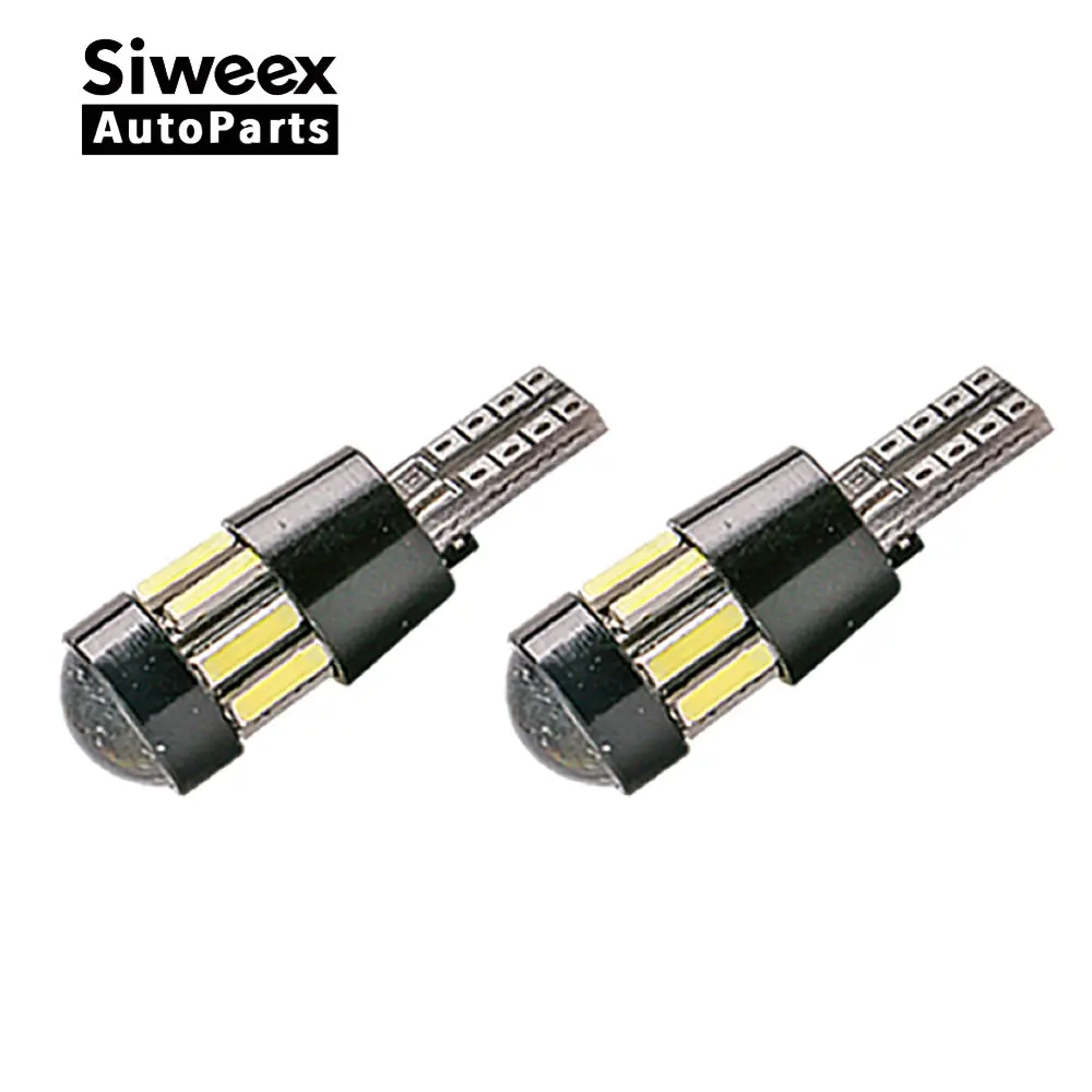 

2Pcs W5W no error canbus T10 7020 10 SMD LED Car Led Brake Light Front Turn Signals Lamp Reading Bulbs With Lens White