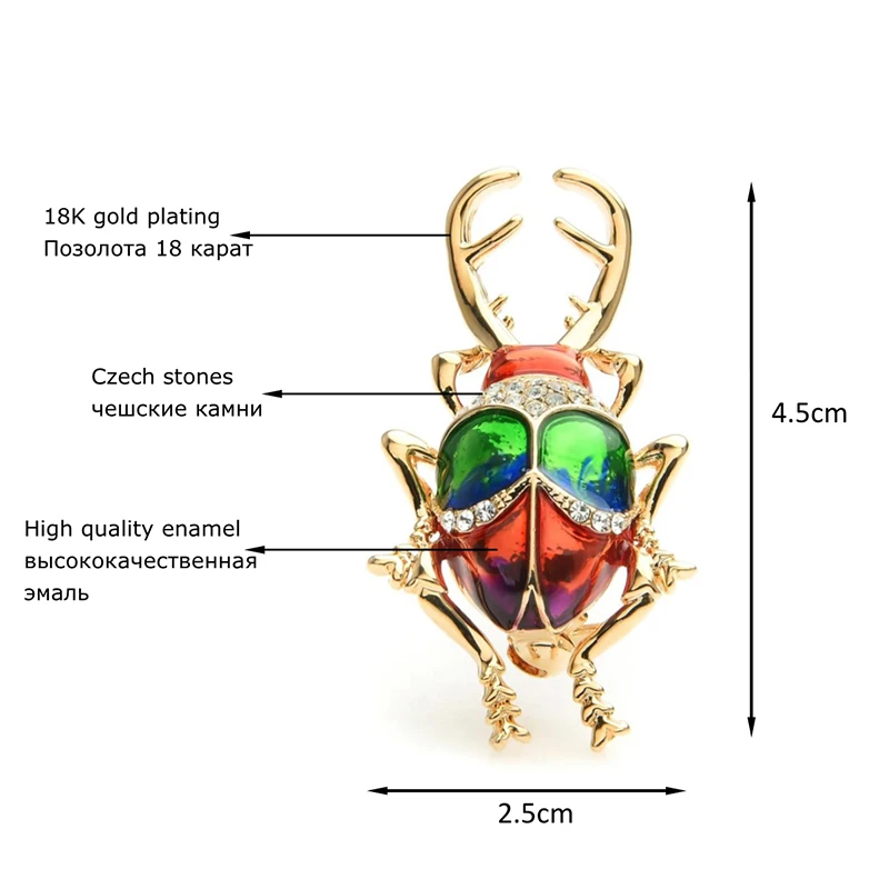 Wuli& Baby, красные эмалированные броши в форме жуков, женская и мужская металлическая брошь в виде животного, булавки, подарки