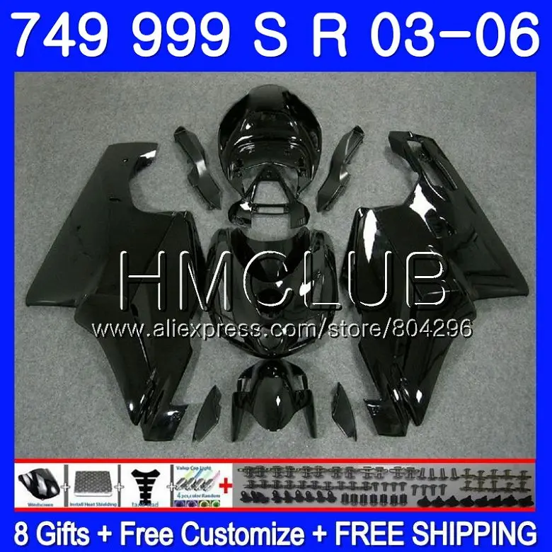 Корпус для поездок на мотоцикле DUCATI 749-999 749 999 03 04 749 S 999 S 05 06 133HM2 749 999 S R 749R глянцевый черный 2003 2004 999R 2005 2006 комплект обтекателей - Цвет: No. 1