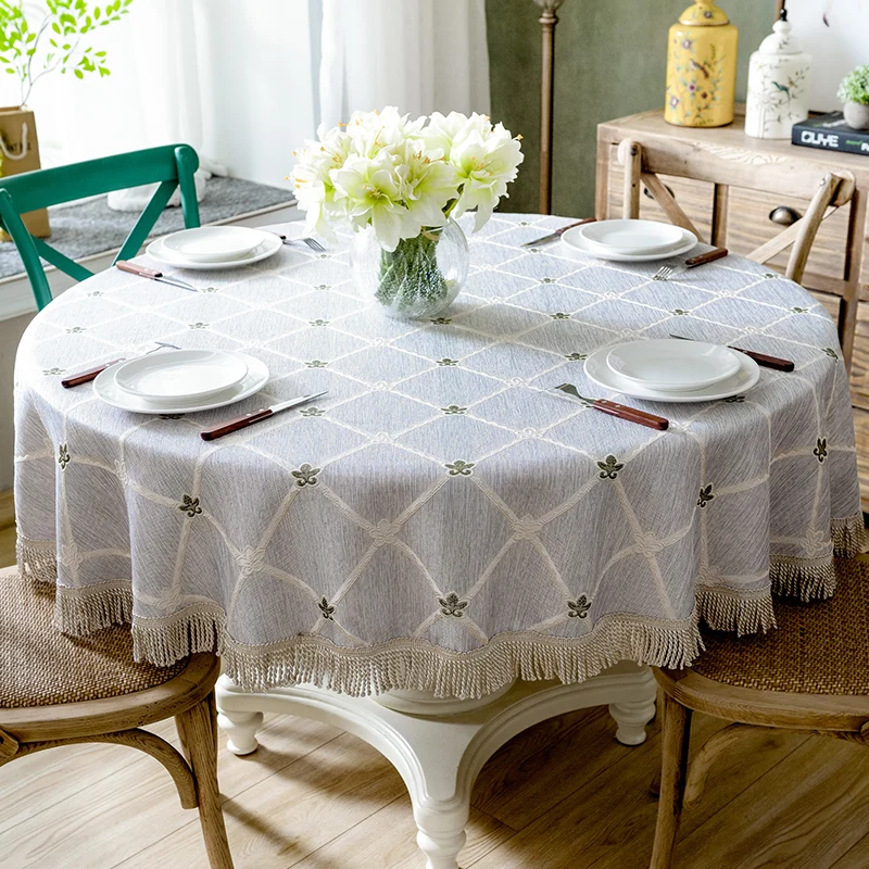 PanlongHome High-end American European Style Embroidered Tablecloth Cotton And Linen Round Rectangular Table Cloth