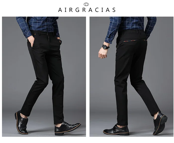 AIRGRACIAS, новые мужские брюки, высокое качество, темные цвета, Классические мужские длинные брюки, брюки, мужской деловой костюм, брюки, размер 28-38