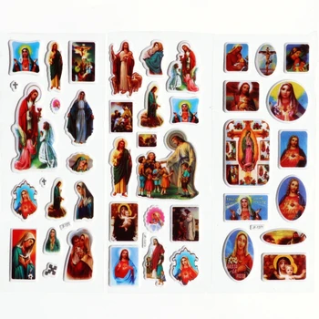 

Jesus 3D sticker 6pcs Christ the Savior Cartoon religion Bubble Stickers Classic Kids Toys Gift Jesus bless