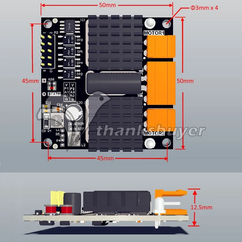 

12V24V 12A Dual Channel DC Motor Drive Module Plate L298N BTS7960 10A