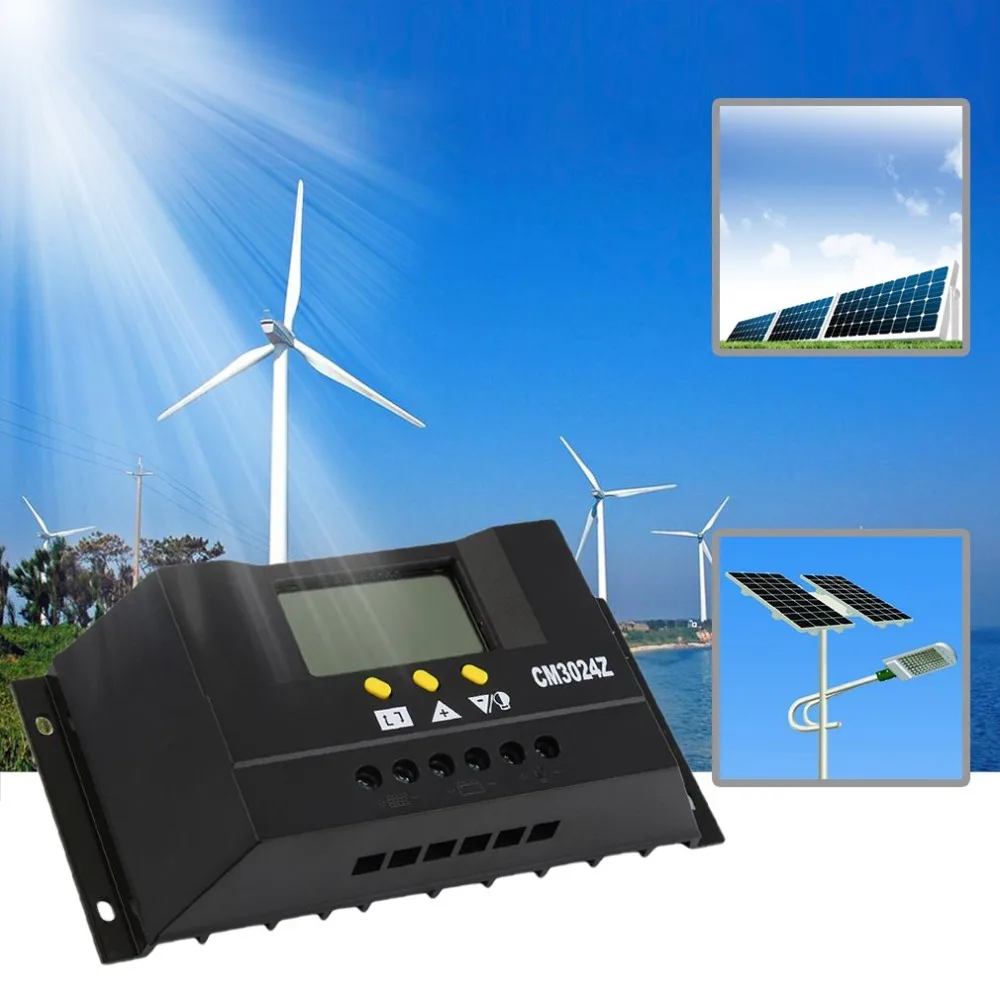 

CM3024Z 30A 12/24V Solar Regulator Charge Controller PWM Charge Mode LCD Solar Panels Genetator Voltage Current Controller