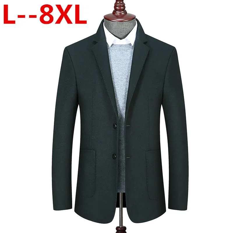 8xl 6xl 5xl 4xl бренд однобортный шерстяное пальто г. зимние плотные теплые роскошные деловая Повседневная мужская slim куртка Зеленый