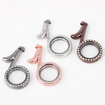 

5PCS 68mm*30mm*8mm Musical note floating glass locket pendent with rhinestone Fit Floating Charms