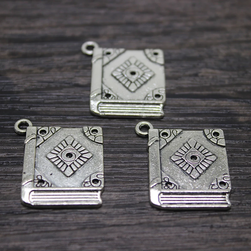 

15pcs--26x20mm Antique silver tone Book Charms pendant for diy Jewelry making