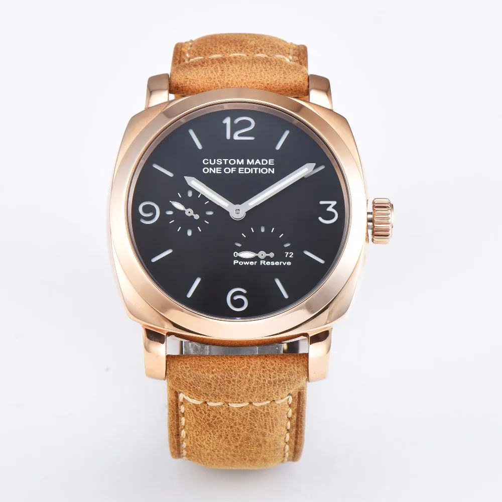 

Watch CLOCK 44M automatic movement sturdy 316L new gold case with leather strap luxury men's watch 41-1