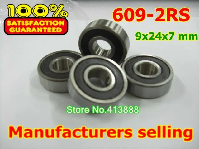 609RS 9x24x7 mm BLACK Rubber Sealed Ball Bearings Set 4 PCS 609-2RS