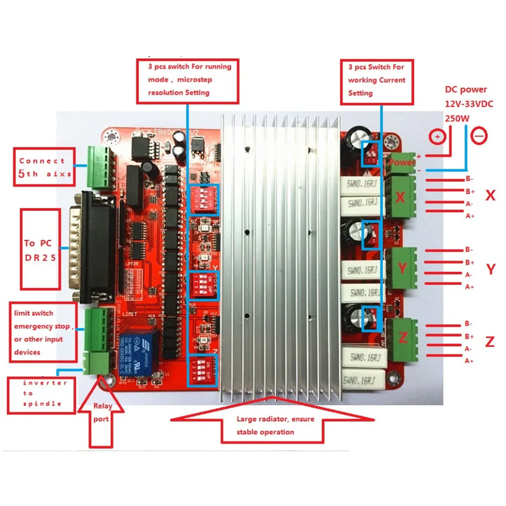 CNC 3 оси 4 оси TB6560 3.5A Драйвер шагового двигателя контроллер mach3 usb цепи инвертор для платы сварки