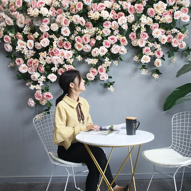 Artificial Silk Rose Flower Wisteria Vine Rattan Hanging Flower Garland for Wedding Party Home Garden Decoration Hanging Wall