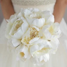 Простой стиль, свадебный букет цвета слоновой кости, брошь пиона жемчужный свадебный букет, элегантный цвет слоновой кости, имитирующий Букет пионов