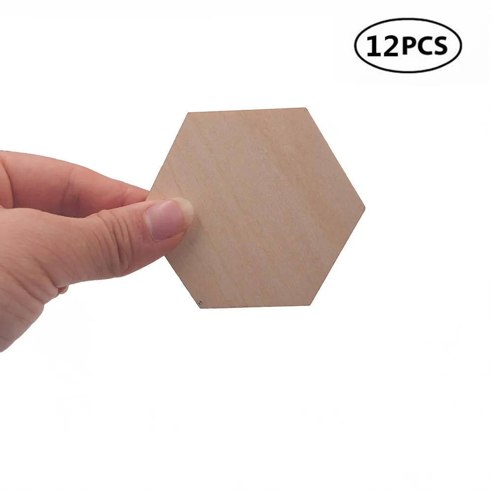 

12pcs 60mm 2.36inch Unfinished Wood Cutout Pieces Hexagon Squares Cutout Tiles Natural Rustic Craft Wood for DIY Supplies