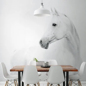 

White Horse Animal Murals Wallpaper Papel Mural for Dinning Room Sofa Background 3d Wall Photo Murals Wall paper 3d Sticker