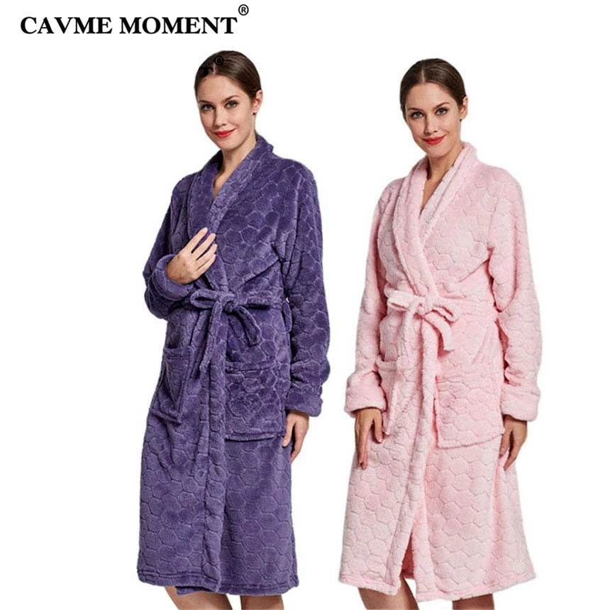 CAVME Croal бархатный женский халат-кимоно для женщин, женский зимний халат, длинный ночной халат, фиолетовый, розовый, на заказ