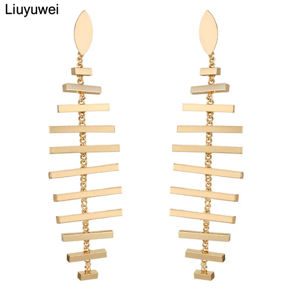 

Liuyuwei New Design Dangle Earrings Female Fish Bone Long Fashion Simple Earrings Drop Earring Valentine's Day Gift YWYG5688