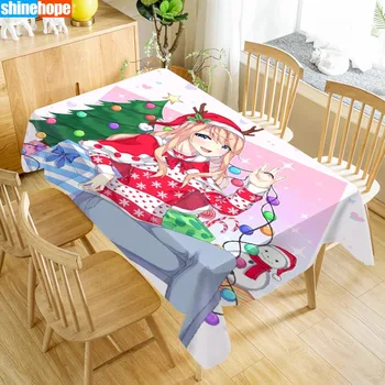 

Customize Tablecloth Anime Merry Christmas Oxford Cloth Dust-proof Rectangular Table Cover For Party Home Decor 140x160CM