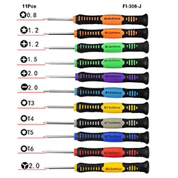 Five-star 0,8 1,2 Phillips 1,2 1,5 2,0 шлицевая 2,0 Torx T3 T4 T5 T6 Y2.0 Прецизионная отвертка для iPhone, телефонов, ПК, инструмент для ремонта - Цвет: FI-308-J-11Pcs