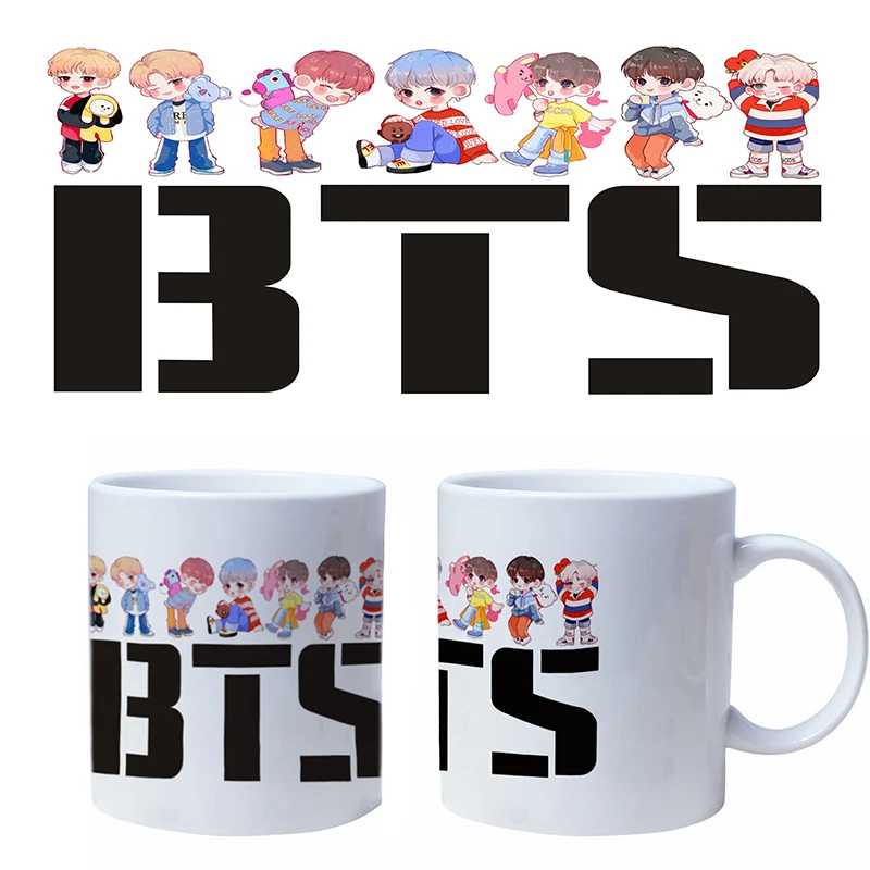 

BTS Tea Thermo Coffee Milk Water Ceramics Mugs Cup K Pop Bangtan Boys Korean Style Fashion Creative Super Kawaii Baking Cups