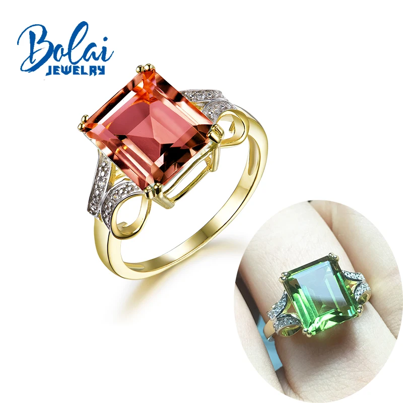 

Bolaijewelry,Color change Gemstone Ring 925 sterling silver created diaspore zultanite colorful Ring best gift for women