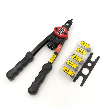 

free shipping manual pull rivet nut gun hand riveter riveting tools BT-606 with nut dies M3,M4,M5,M6,M8 professional plastic box