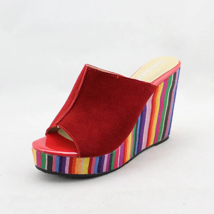 Sandals 2017 PigSkin High Platform Shoes Fashion Women Summer Slippers Genuine Leather Women Shoes Plus Size 30-43 Slides Heel (9)