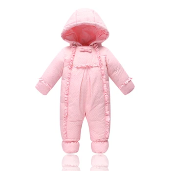 

Baby winter warm jumpsuit fashion duck down Romper baby girl winter outwear snowsuit hooded rompers baby overalls