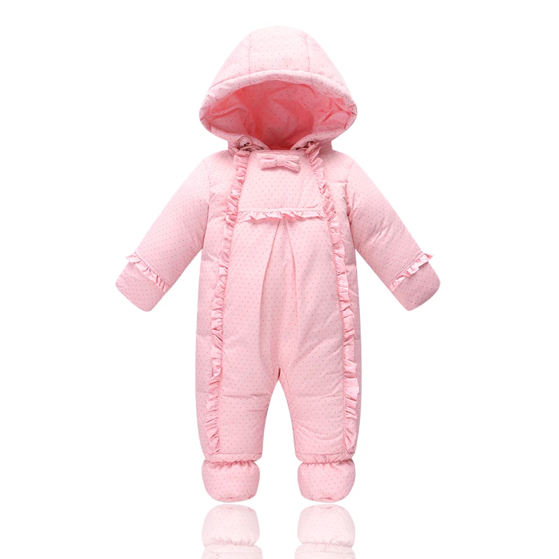Baby winter warm jumpsuit fashion duck down Romper baby girl winter