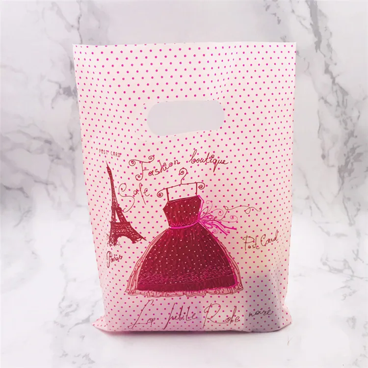 Более леопардовым узором ювелирные изделия Пластик сумка с ручками 15x20 см подарок на свадьбу из бутика подарочная упаковка Пластик с ручкой - Цвет: Pink Tower skirt