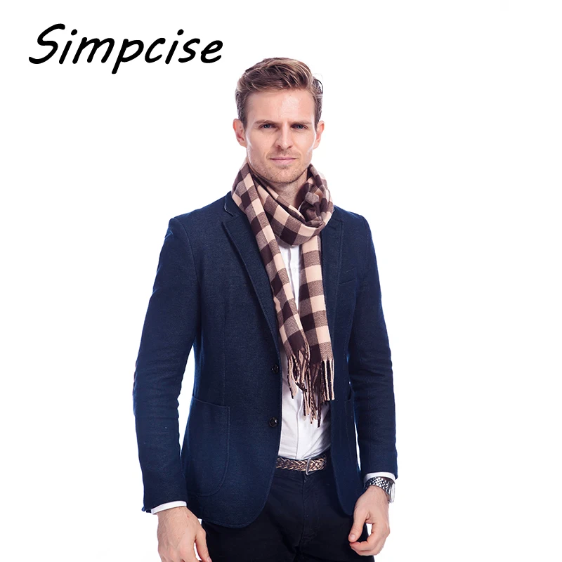 mens knit scarf Winter soft warm man scarf fashion Unisex scarfs classical tartan scarf warm cashmere scarves A3A17528 men's scarves & shawls
