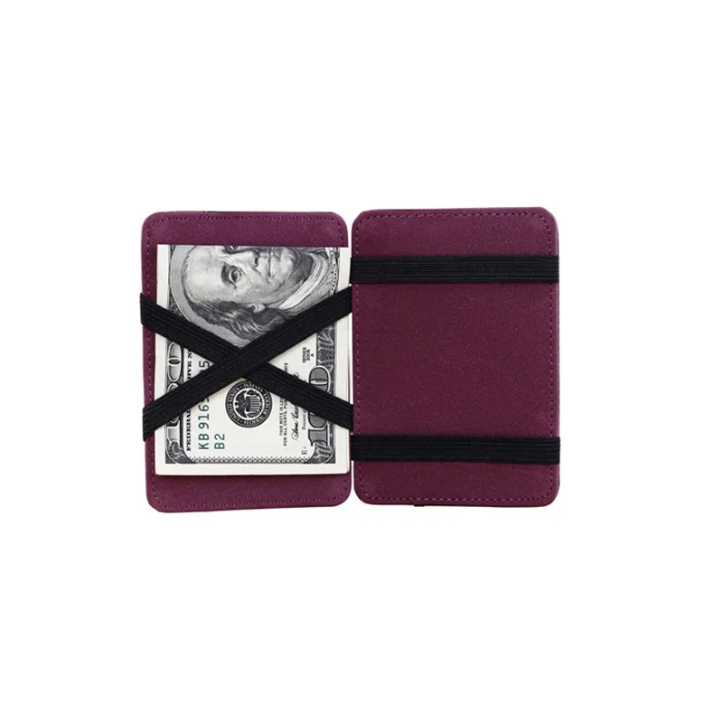 Превосходное качество мини нейтральный шлифованный магический двойной кожаный бумажник держатель для карт кошелек