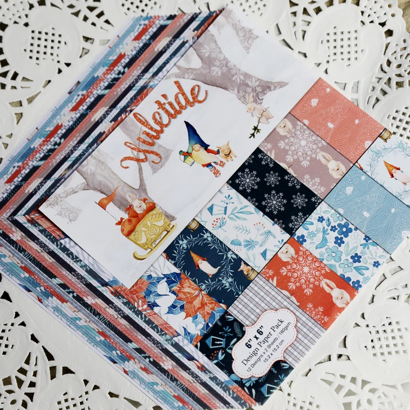 

24 decorative paper/Single-side Printed Mixed pattern creative papercraft art paper handmade scrapbooking kit set book