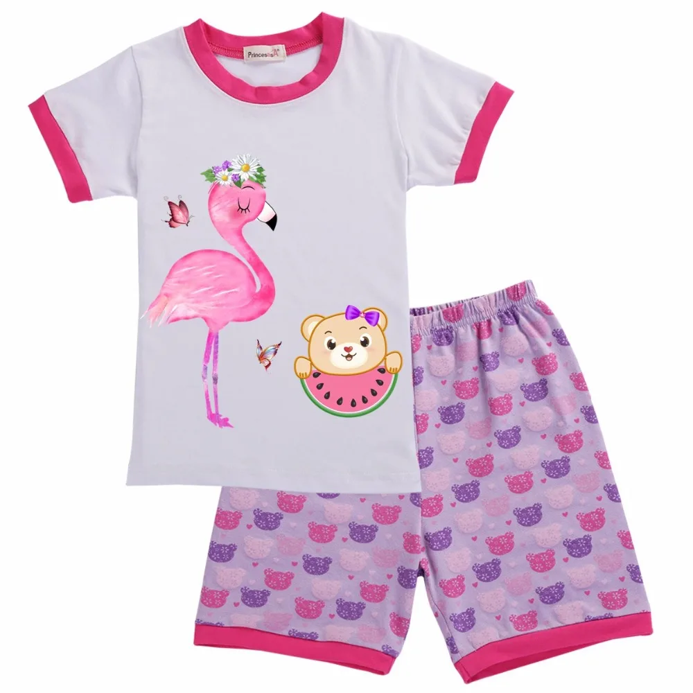 Summer Watermelon Cotton Baby Girls Clothes Shirt Short Pant Newborn SuitFlamingo Kid Children Animal Print Pajamas Set | Детская одежда