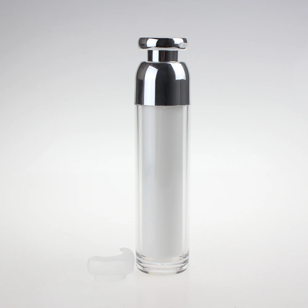Форма круглая 50 мл безвоздушный косметический лосьон насос бутылка, 1,7 унц. безвоздушный насос бутылка для лосьона