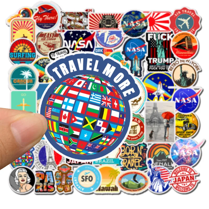 50Pcs Mixed skateboard suitcase laptop motorcycle car guitar children toy sticker bomb wallpaper