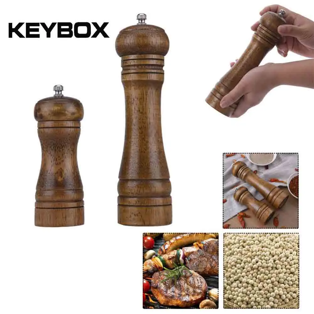 

Varmhus 5/8 inch Salt And Pepper Grinder Hand Movement Oak Wood Pepper Mill With Ceramic Grinding Cord Kitchen cooking tools