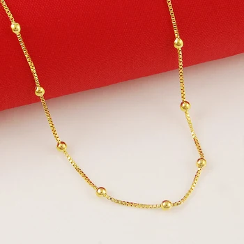 

24K Gold Filled Solid Necklace Chains Link Necklaces Female Accessories Fashion Jewelry 2019