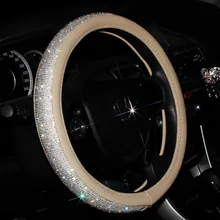 4 цвета Роскошные Кристалл рулевого колеса автомобиля чехлы для Для женщин девочек кожа горный хрусталь Крытая рулевого колеса аксессуары для интерьера