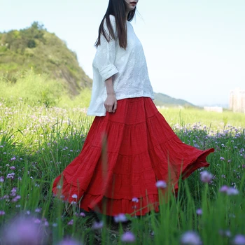 

2019 New Womens Summer Hight Waist Maxi Skirts Patchwork Boho Skirt Pleated Big Hem Deep Plaid Long Skirt Jupe Longue 5Colors