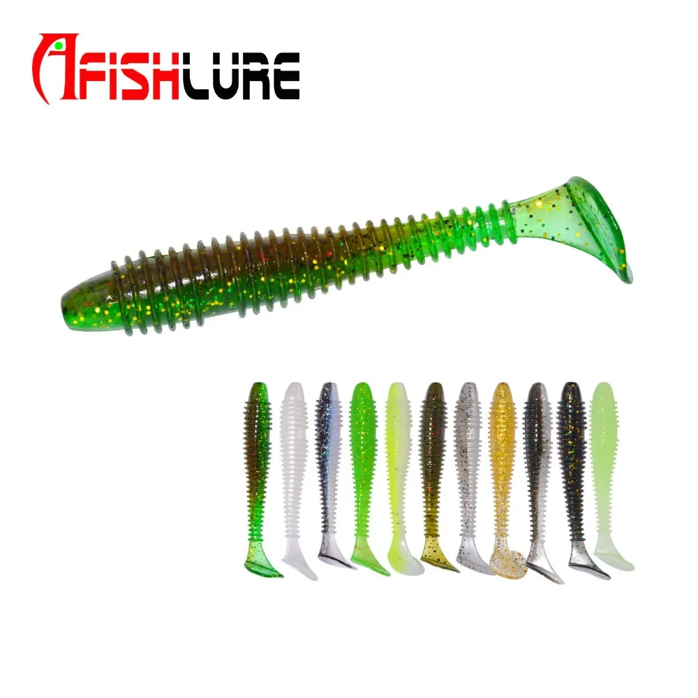 Afishlure винт Т хвост мягкий червь 70 мм/2 9 г Maggot пластиковые рыболовные приманки Swimbaits