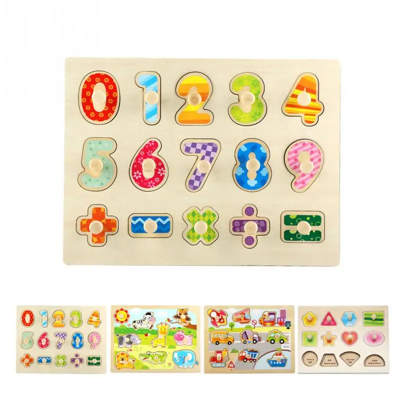 

2018 Wooden Toys Puzzle Board Hand Grip Animal Shape Recognition Wooden Puzzle Toys For Kids Children Educational Preschool Gift