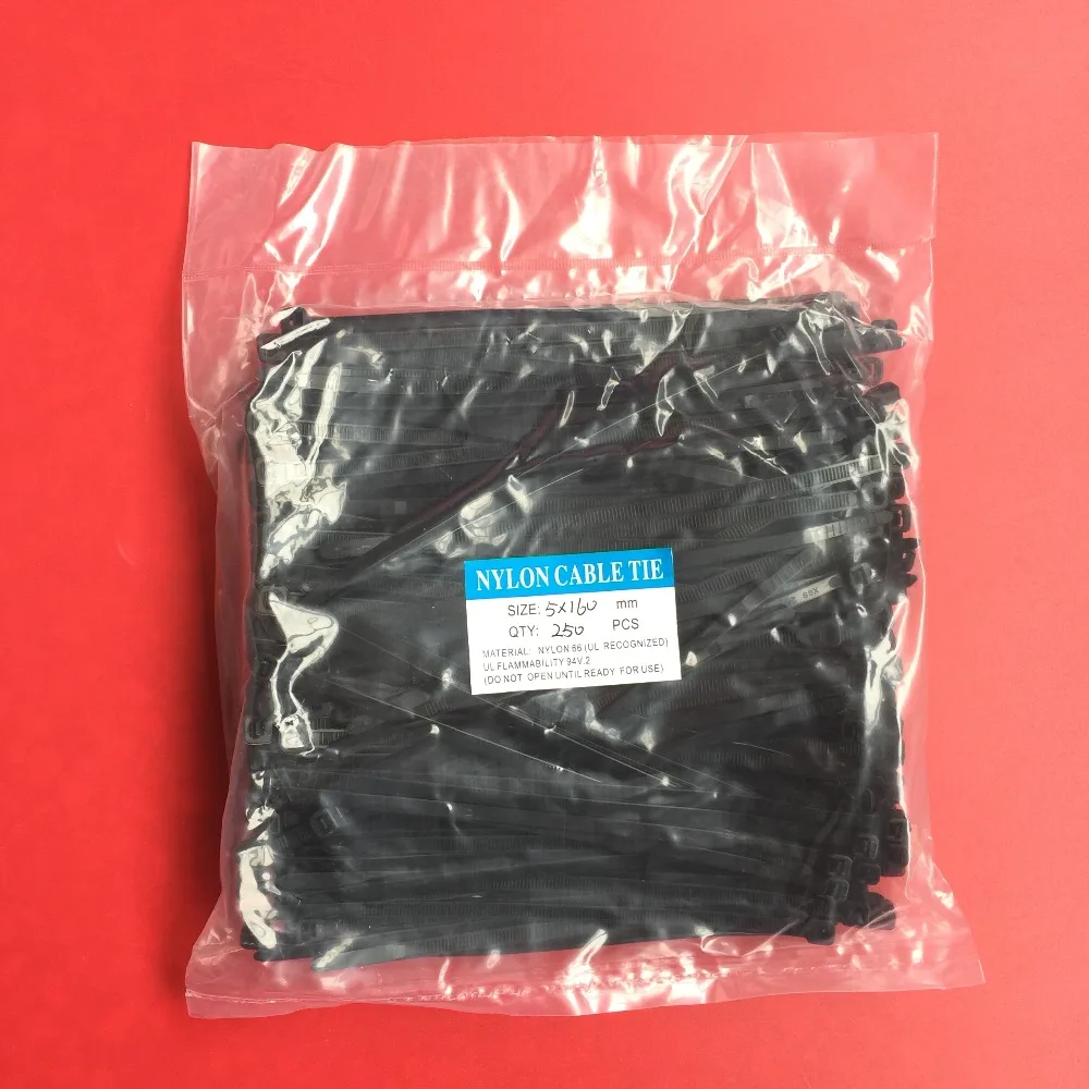 

400Pcs/pack 5*160mm High Quality width 4.8mm Black Color (National Standard) Self-locking Plastic Nylon Cable Ties,Wire Zip Tie