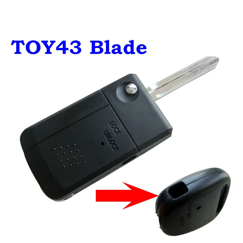 

Side 1 2 button Car modified flip remote key case shell With logo TOY43 blade For Toyota