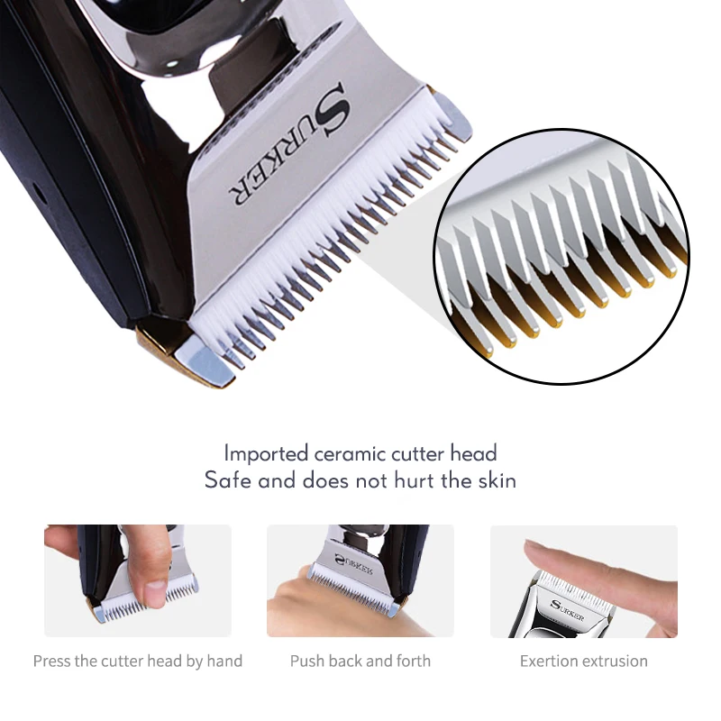 Профессиональный триммер ЖК-керамический нож машинка для стрижки волос аккумуляторная электрическая машина для резки волос Низкий уровень шума дизайн триммер для бороды 40
