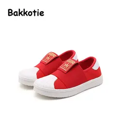 Bakkotie 2018 Весна Новая мода Дети Slip-On повседневная обувь для маленьких девочек сетки Спорт кроссовки детские мягкие тренер мальчик черная