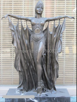 

21"Signed Western Bronze Art Statue dancers apron cloak cape straitjacket girl