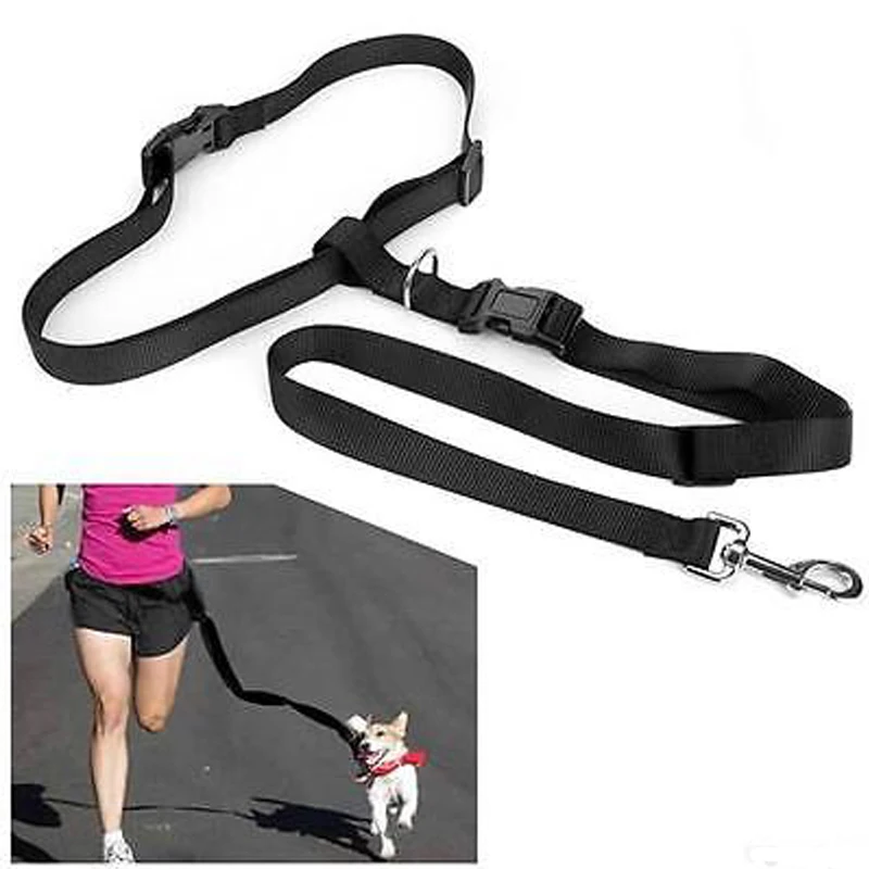 1Pcs Hands Free Dog Pets Lead Walking Running Jogging Waist Belt Leash