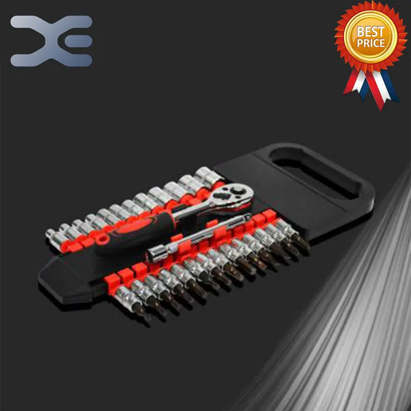 

28PCS Sleeve Tool Car Repair Tool Rapid Ratchet 1/4" Wrench Set Precision Multitool Ratchet Handle Auto Tools Chrome Vanadium St