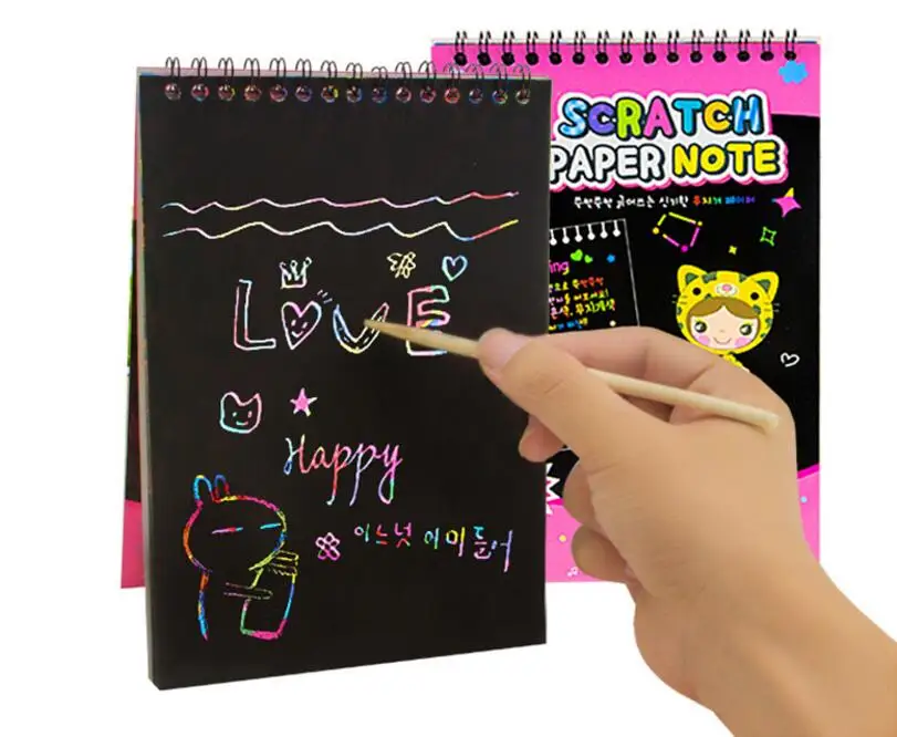 DIY Magic Color Scratch Notebook Black Cardboard Creative DIY Drawing